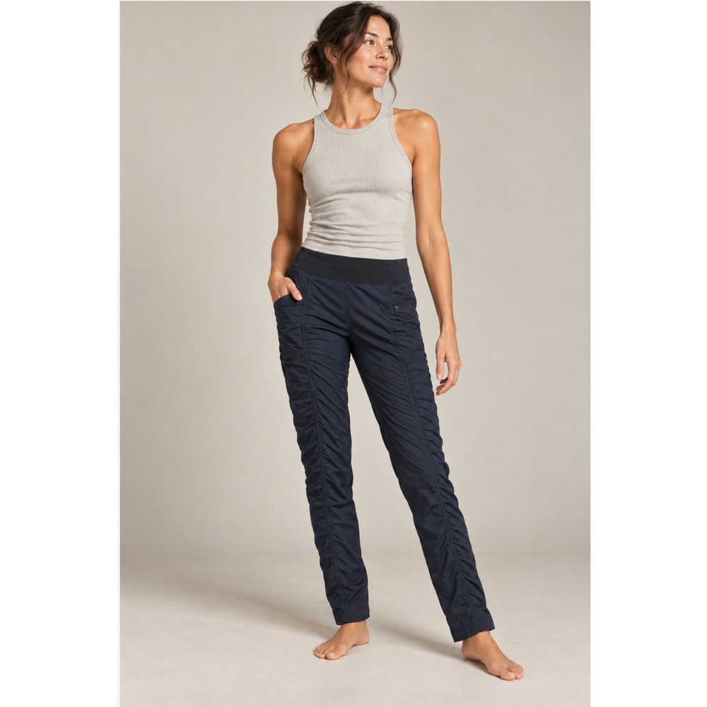 prAna Halle Pant II Small Tall Navy Ruched Hiking Outdoor Gorpcore Activewear